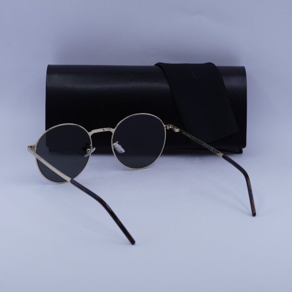Saint Laurent SL250 SLIM 006 Round Sunglasses - Gold/Grey - Picture 10 of 10